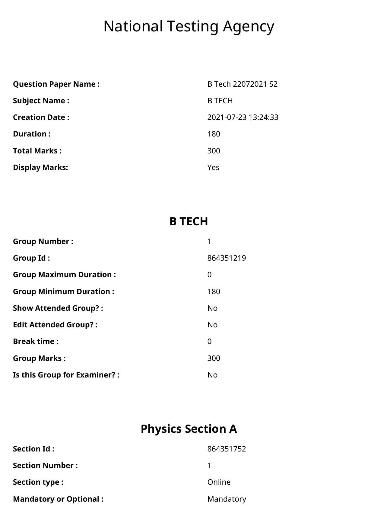 JEE Mains 2021: BTech (Shift 2) 22-07-2021 Question Paper - Page 1
