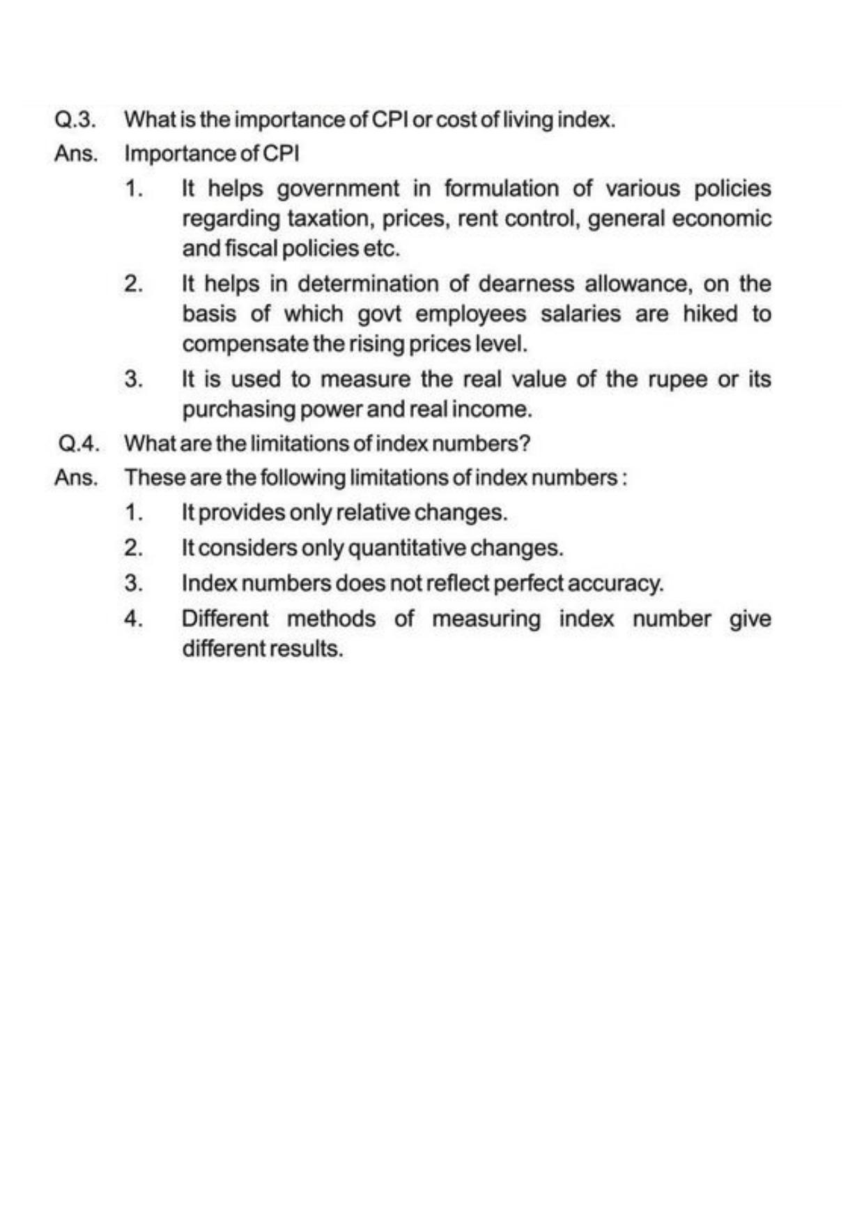 Class 11 Notes, Question & Practice Paper - Economics (Topic 2 (D): Introduction to Index Numbers) - Page 10