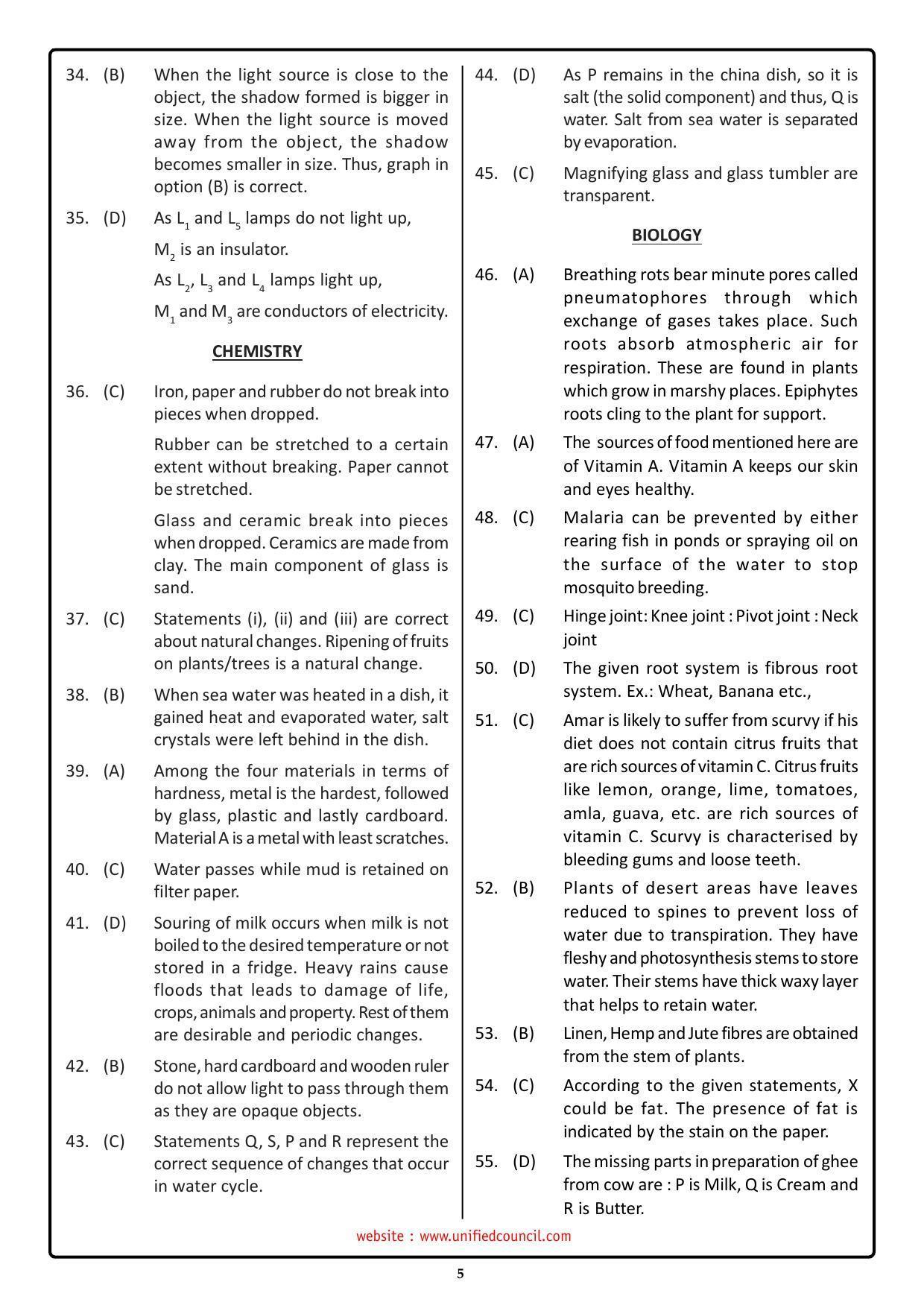 NSTSE 2023 Class 6 Answer Key (Paper Code 484) - Page 5