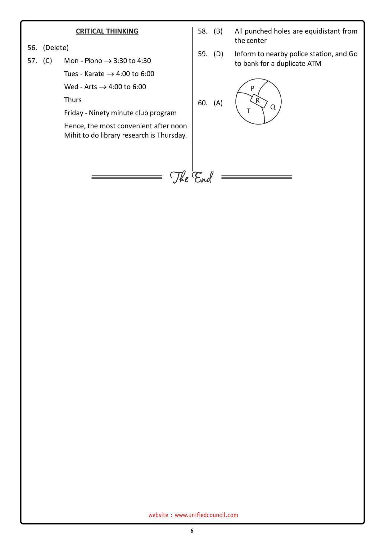 NSTSE 2023 Class 6 Answer Key (Paper Code 484) - Page 6