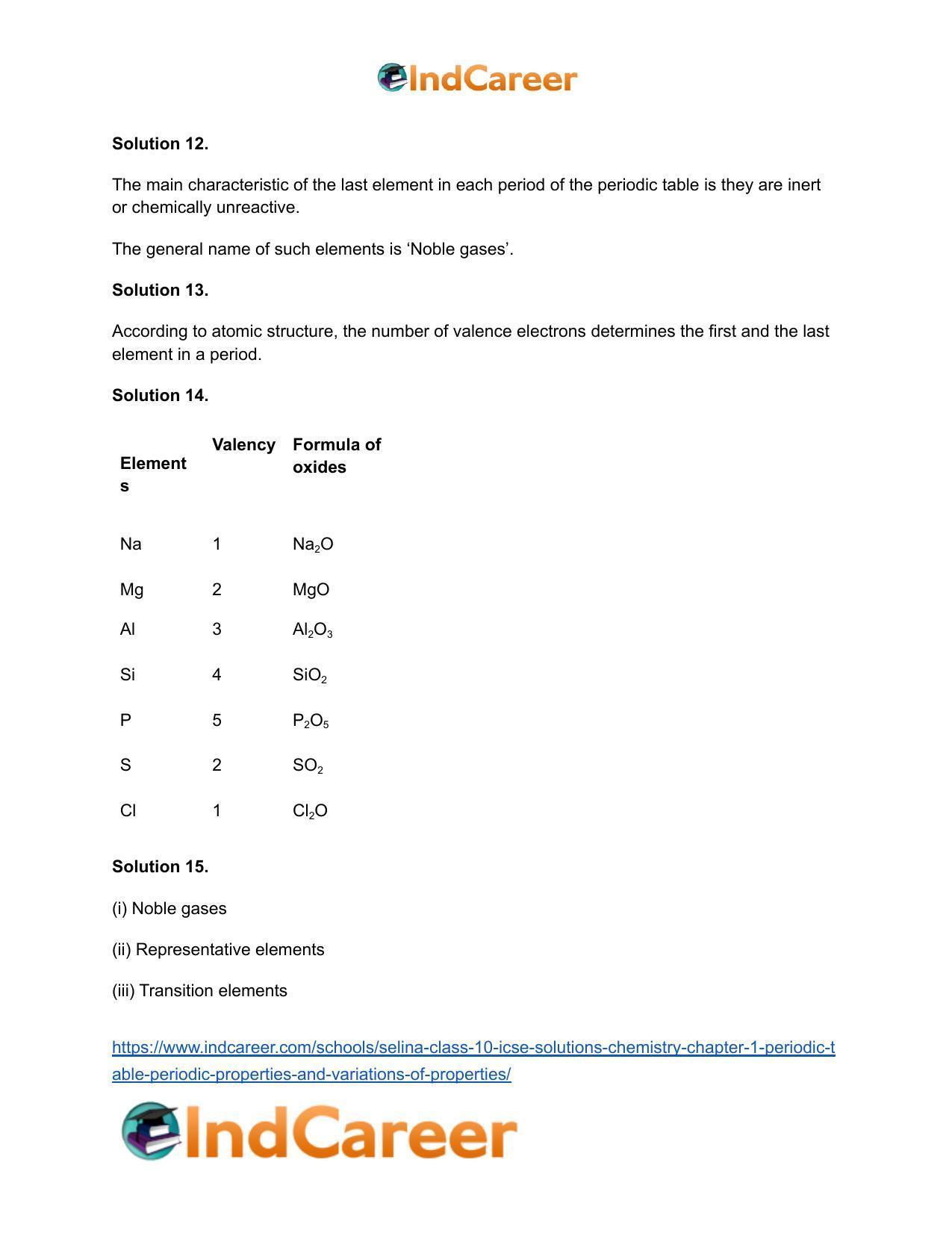 Selina Class 10 ICSE Solutions Chemistry : Chapter 1- Periodic Table, Periodic Properties and Variations of Properties - Page 5