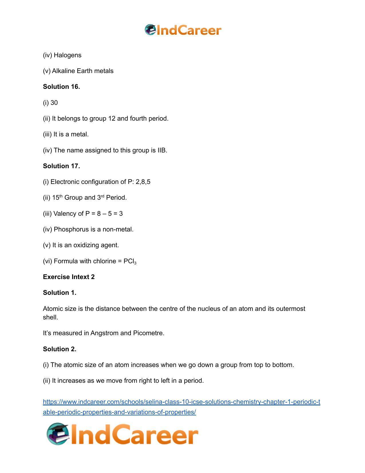 Selina Class 10 ICSE Solutions Chemistry : Chapter 1- Periodic Table, Periodic Properties and Variations of Properties - Page 6