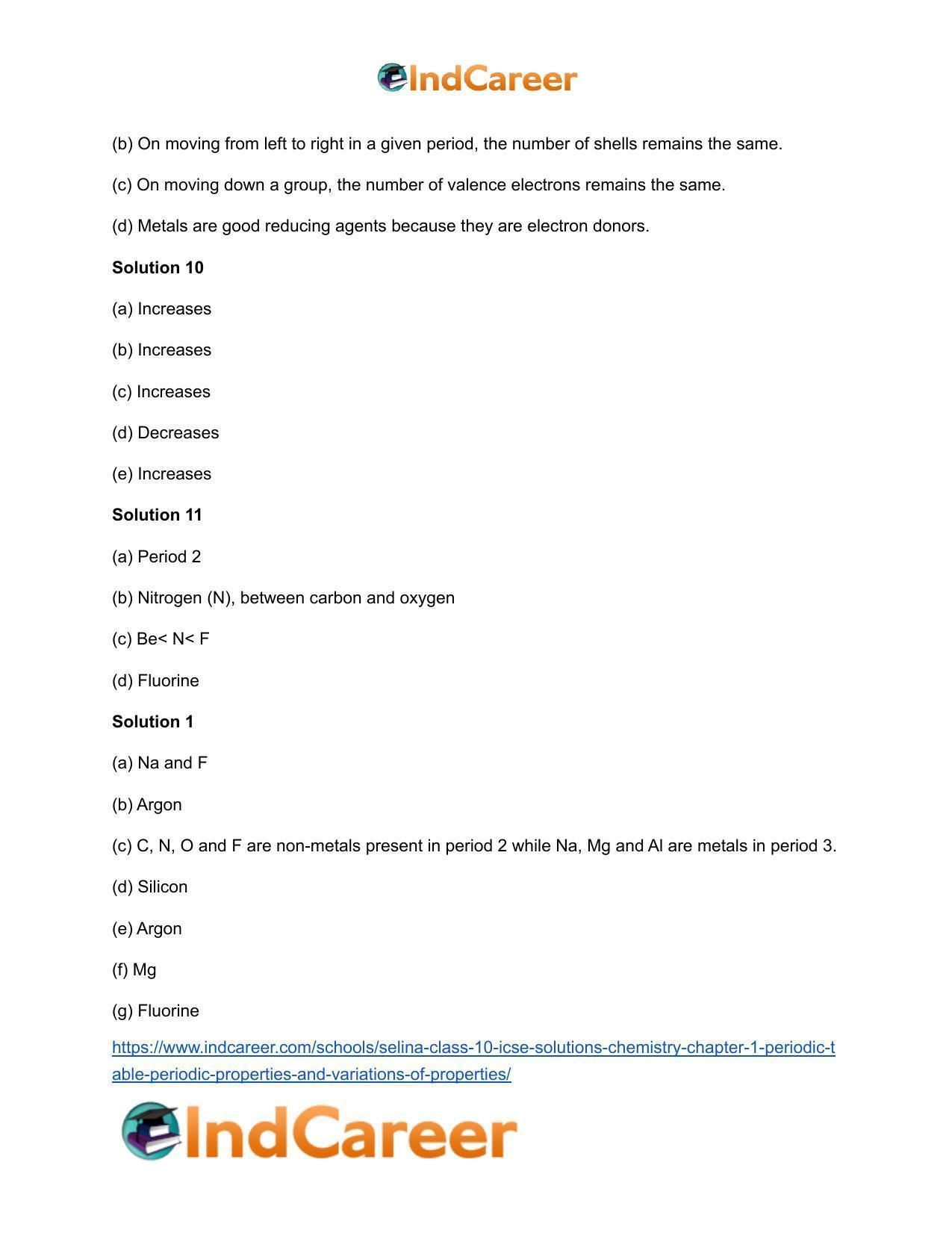 Selina Class 10 ICSE Solutions Chemistry : Chapter 1- Periodic Table, Periodic Properties and Variations of Properties - Page 25