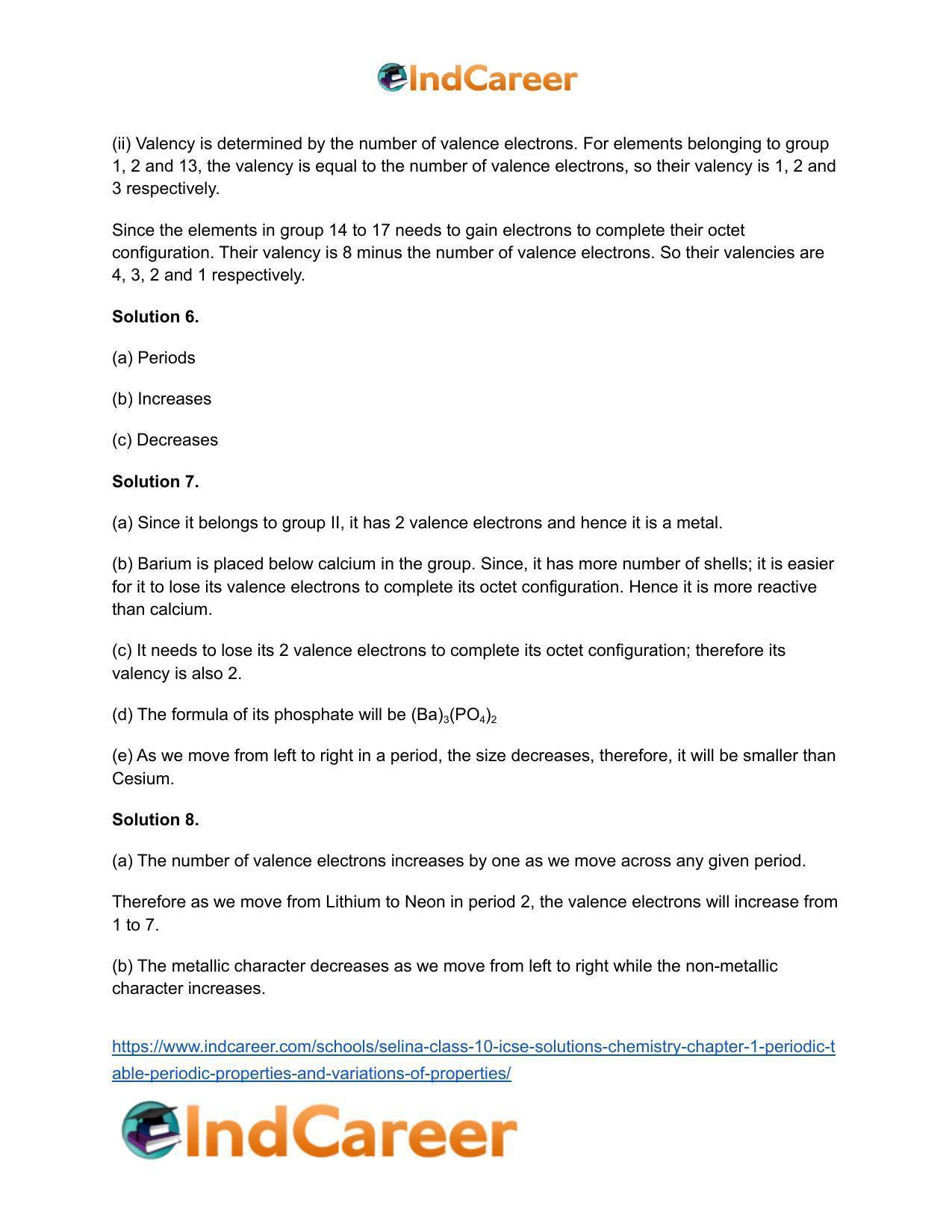 Selina Class 10 ICSE Solutions Chemistry : Chapter 1- Periodic Table, Periodic Properties and Variations of Properties - Page 28