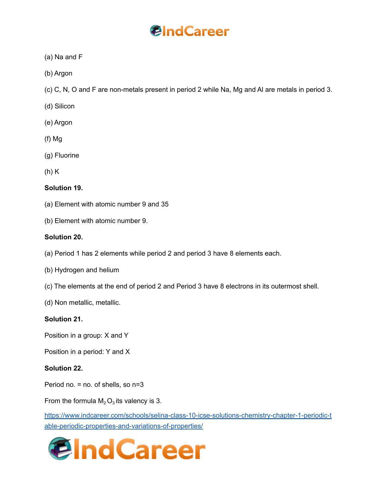 Selina Class 10 ICSE Solutions Chemistry : Chapter 1- Periodic Table, Periodic Properties and Variations of Properties - Page 32