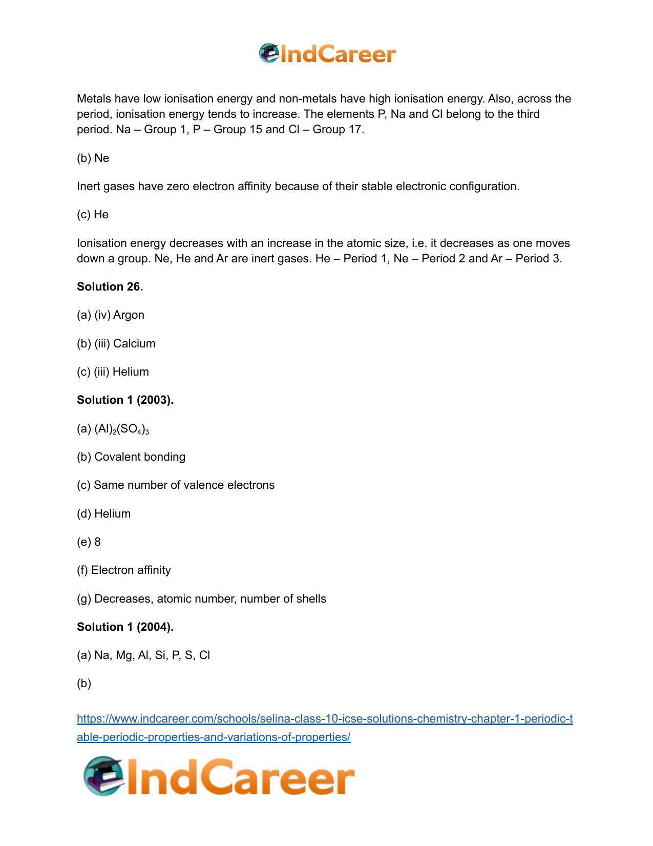 Selina Class 10 ICSE Solutions Chemistry : Chapter 1- Periodic Table, Periodic Properties and Variations of Properties - Page 34