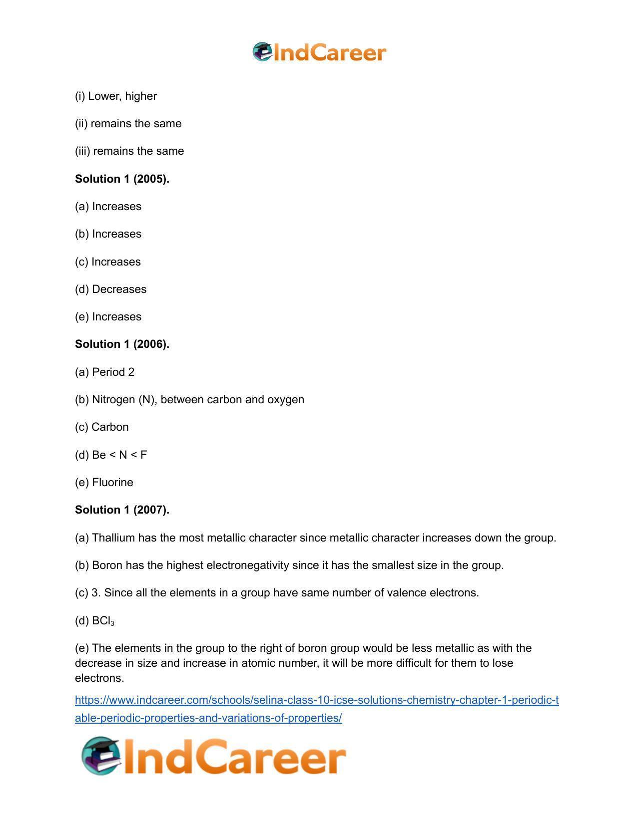 Selina Class 10 ICSE Solutions Chemistry : Chapter 1- Periodic Table, Periodic Properties and Variations of Properties - Page 35