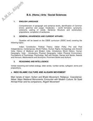AMU Entrance Exam: B.A.(Hons) Syllabus