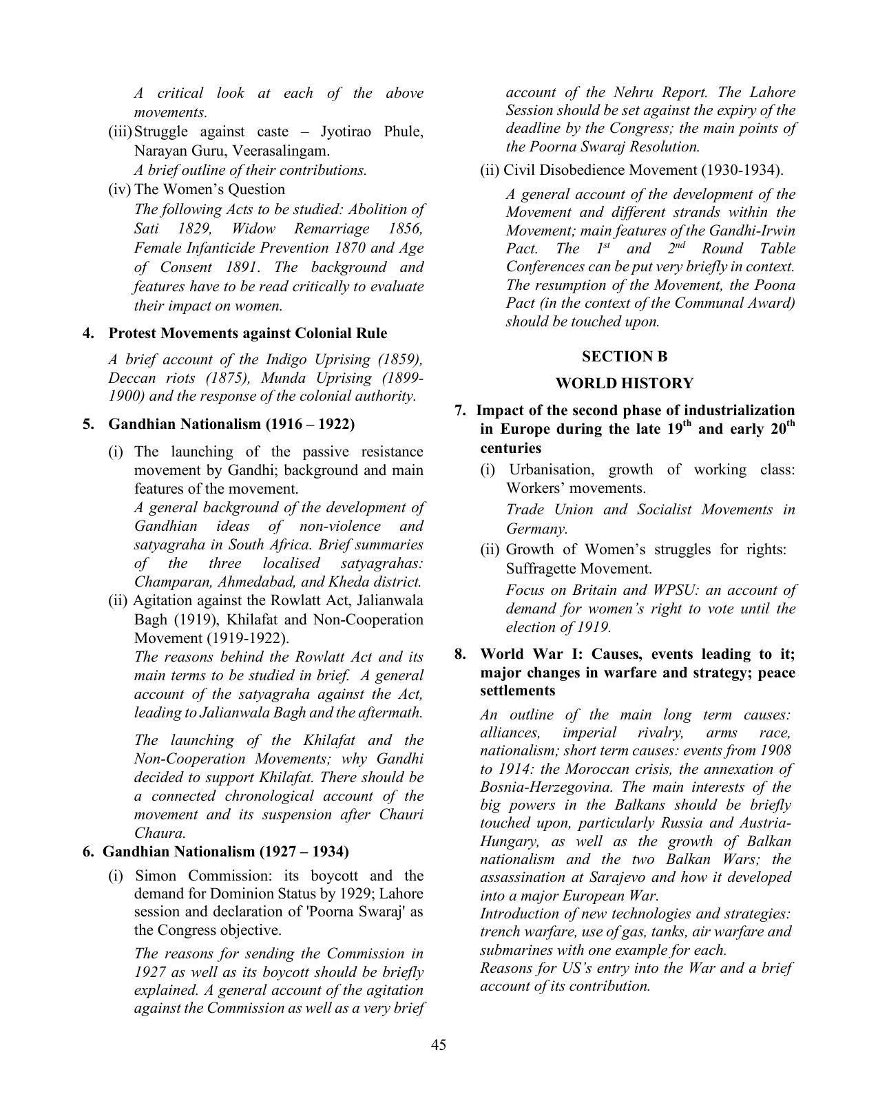 ISC Class XI & XII History Syllabus - Page 2