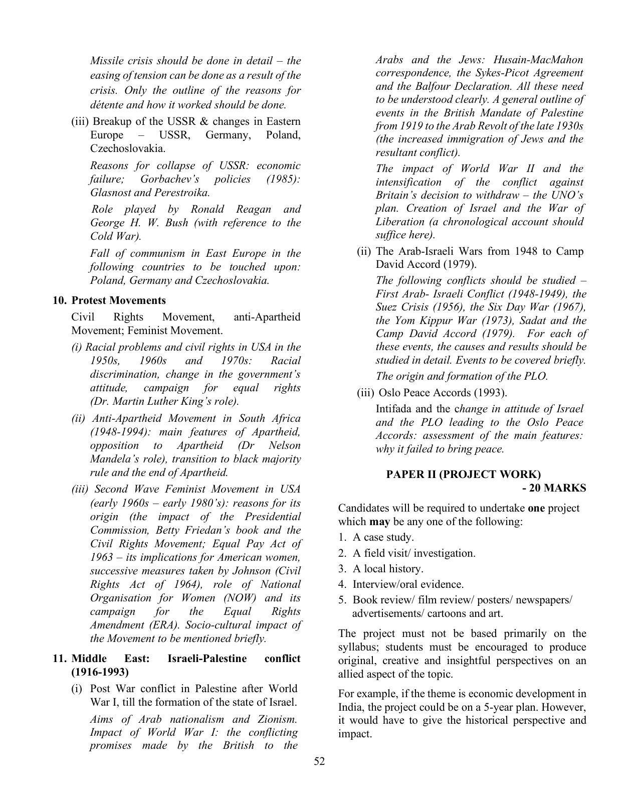 ISC Class XI & XII History Syllabus - Page 9