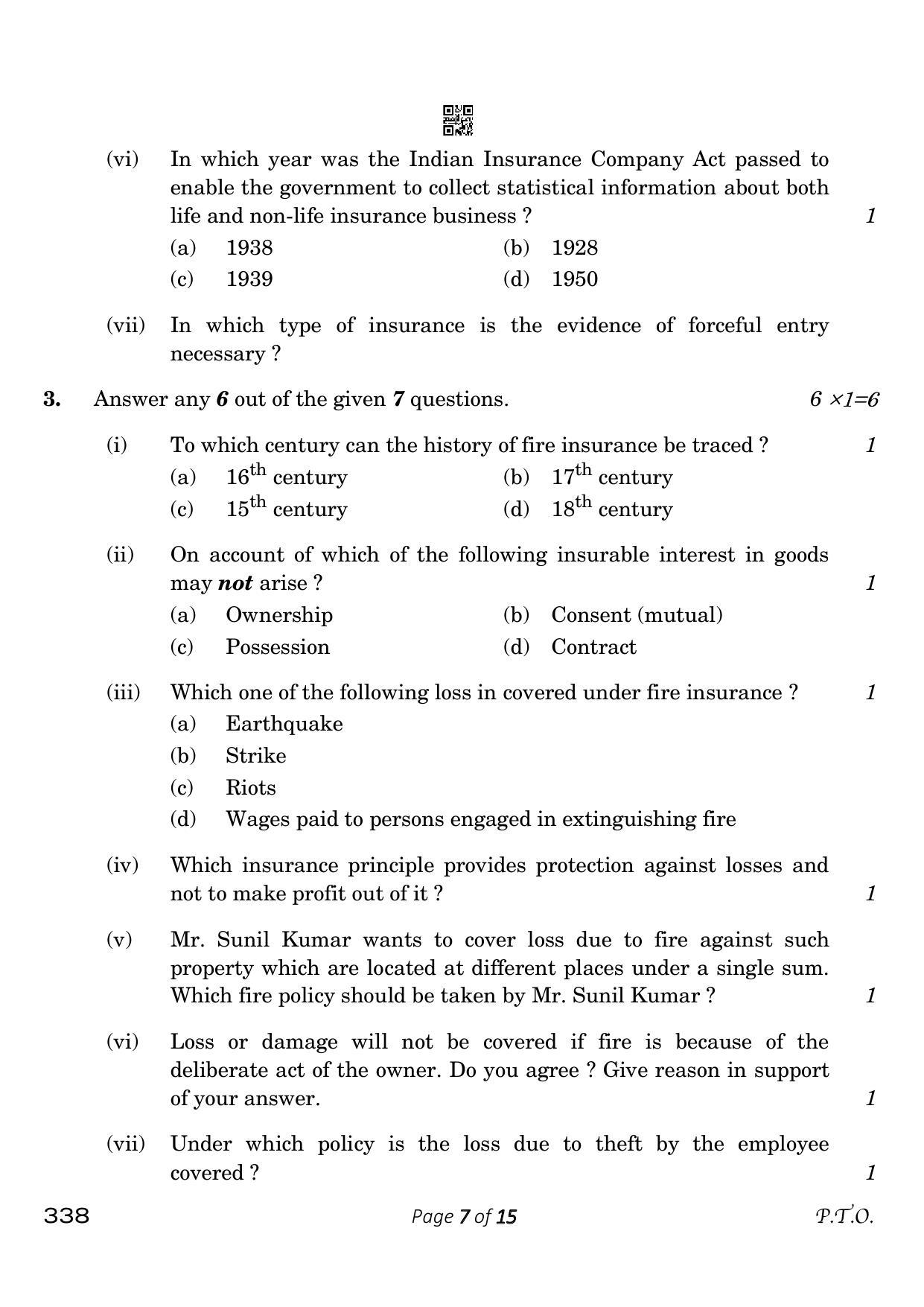 CBSE Class 12 338_Insurance 2023 Question Paper - Page 7