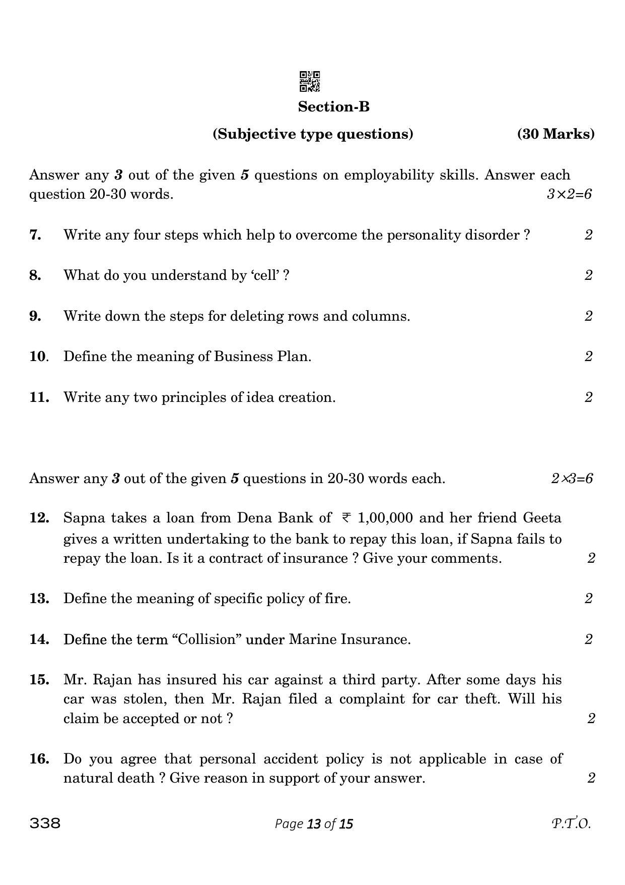 CBSE Class 12 338_Insurance 2023 Question Paper - Page 13