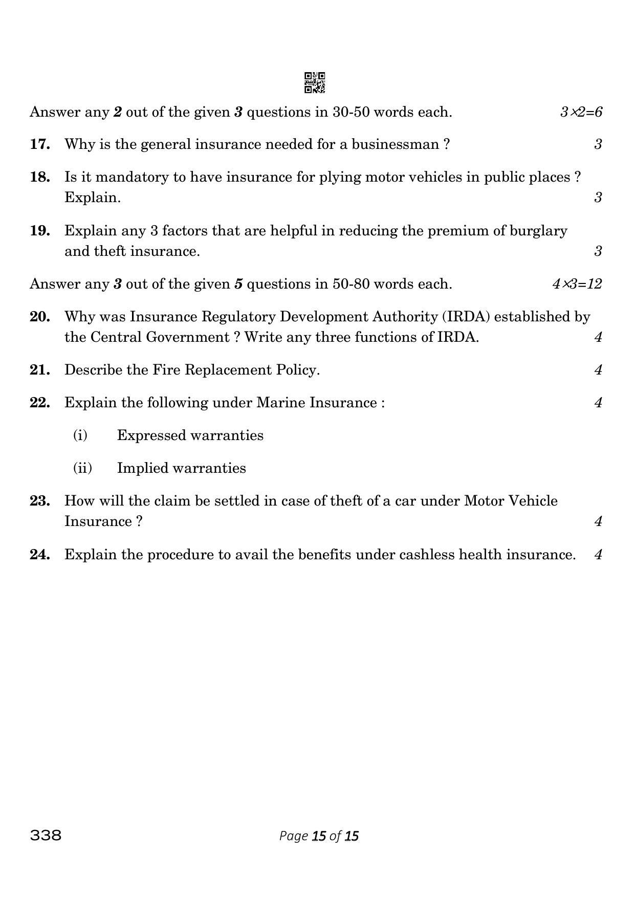 CBSE Class 12 338_Insurance 2023 Question Paper - Page 15