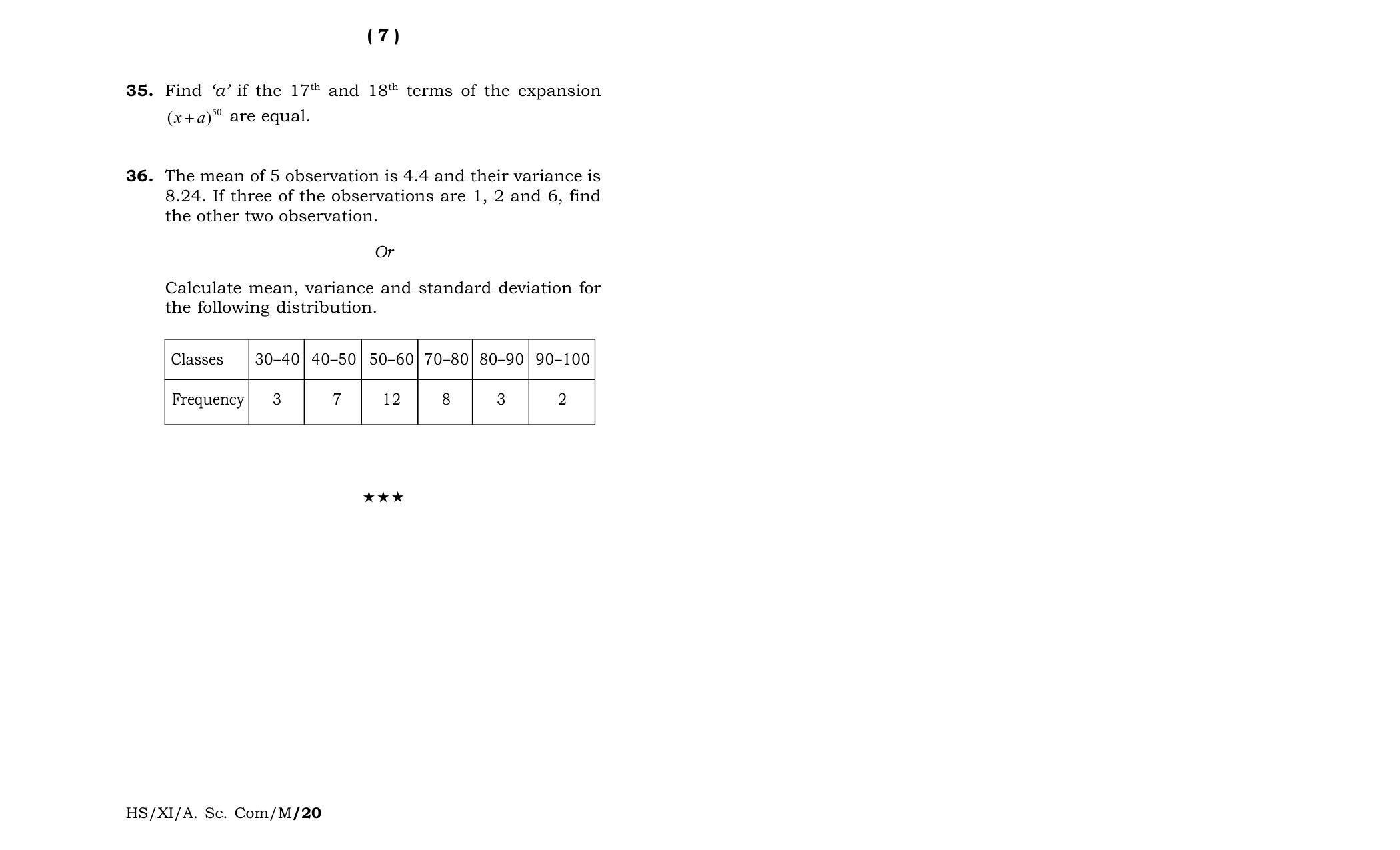 Meghalaya Board (MBOSE) Class 11 Mathematics 2020 Question Paper - Page 4