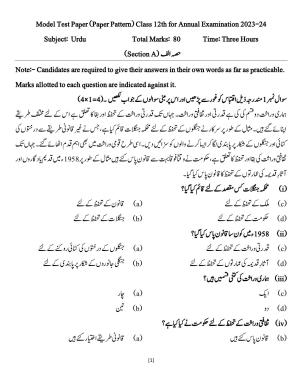 HPBOSE Class 12th Urdu Sample Question Papers 2024