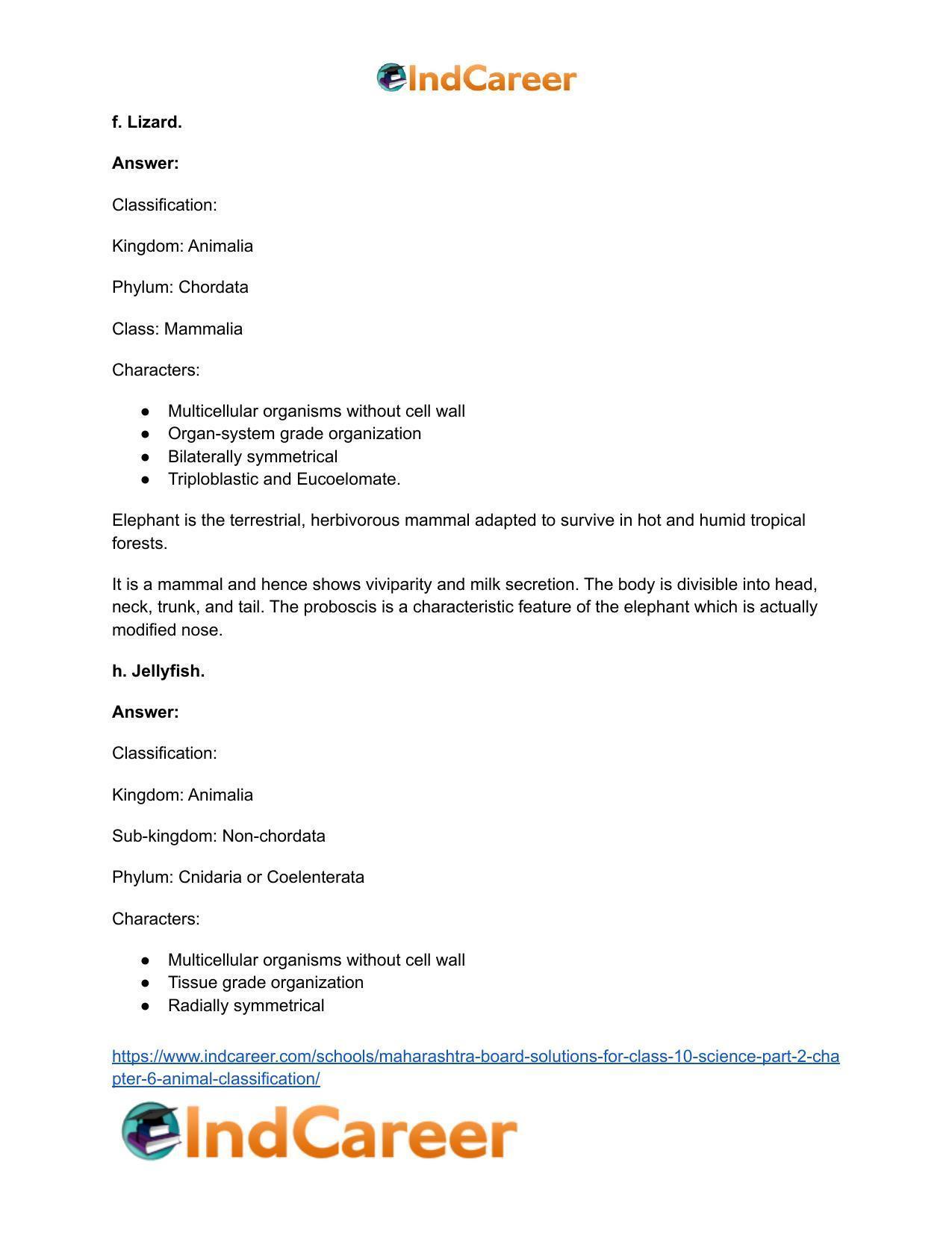 Maharashtra Board Solutions for Class 10- Science (Part 2): Chapter 6- Animal Classification - Page 7