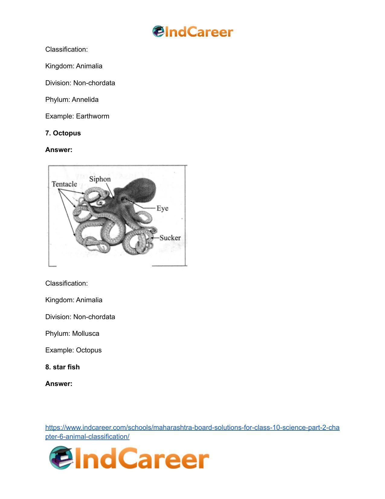 Maharashtra Board Solutions for Class 10- Science (Part 2): Chapter 6- Animal Classification - Page 20