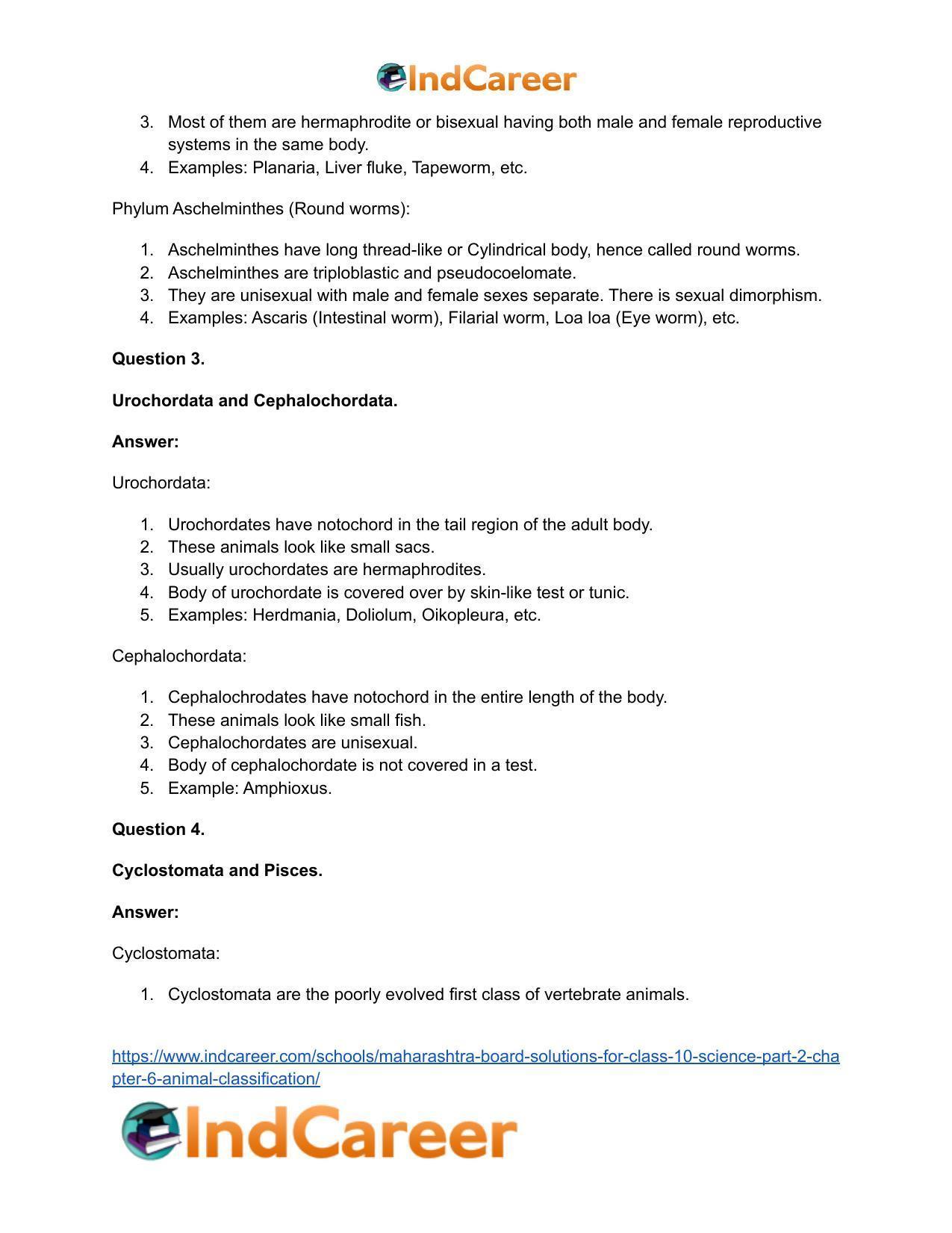 Maharashtra Board Solutions for Class 10- Science (Part 2): Chapter 6- Animal Classification - Page 38