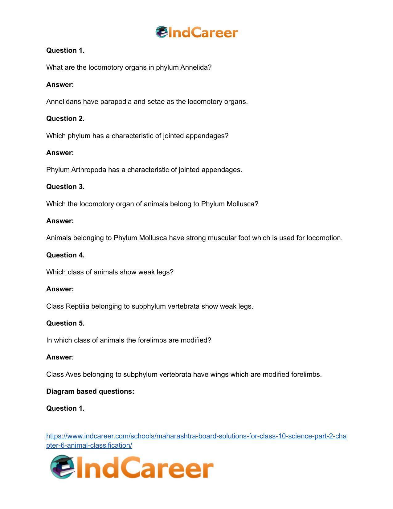 Maharashtra Board Solutions for Class 10- Science (Part 2): Chapter 6- Animal Classification - Page 49