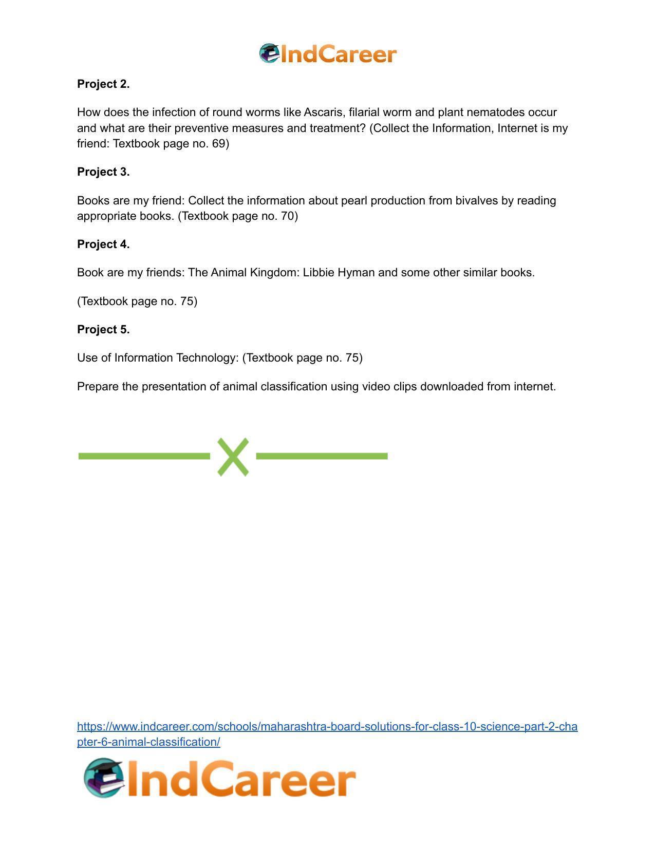 Maharashtra Board Solutions for Class 10- Science (Part 2): Chapter 6- Animal Classification - Page 65