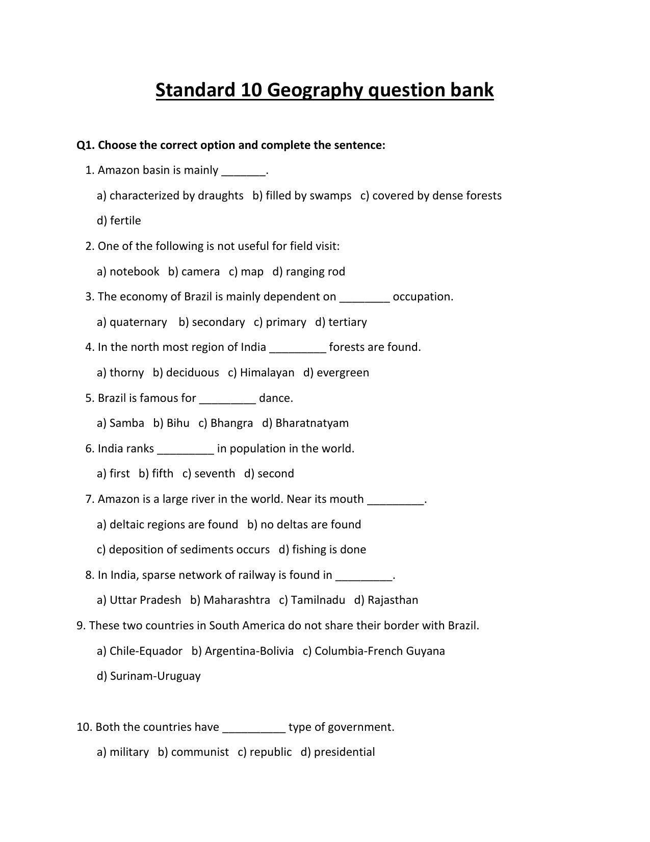 Maharashtra Board Class 10 Geography Sample Papers - Page 2
