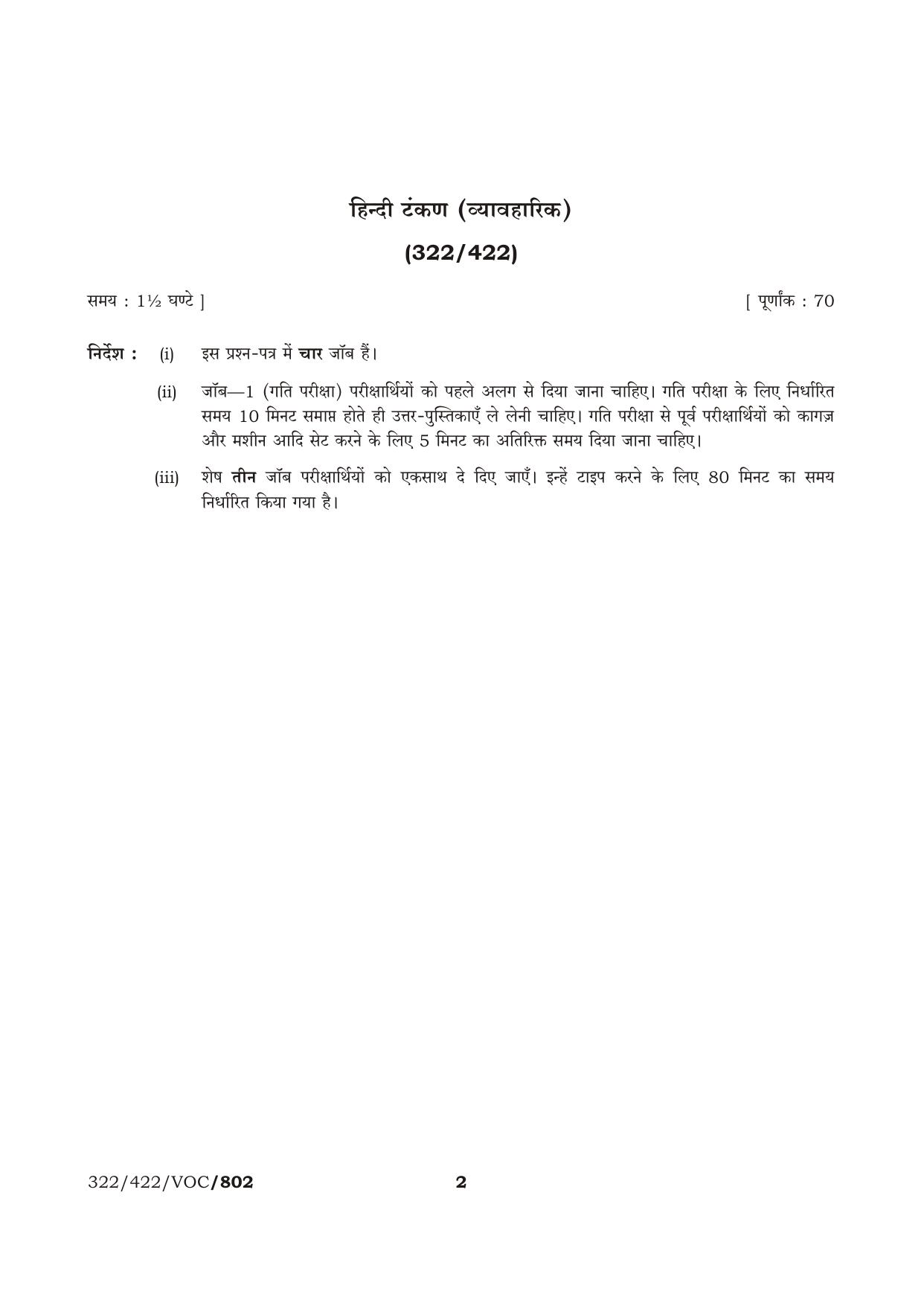 NIOS October 2016 Class 12 Hindi Tankan (Vevharik) Question Paper - Page 2