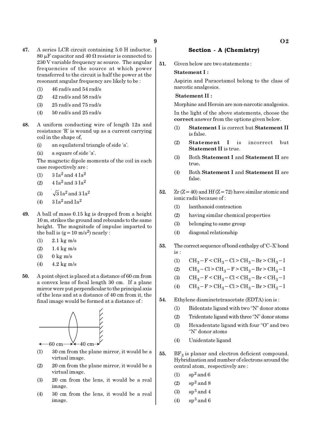 NEET O2 2021 Question Paper - Page 9