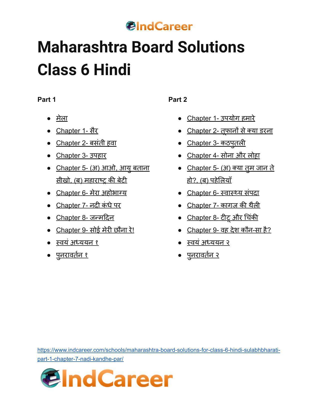 Maharashtra Board Solutions for Class 6- Hindi Sulabhbharati (Part 1): Chapter 7- नदी कंधे पर - Page 8