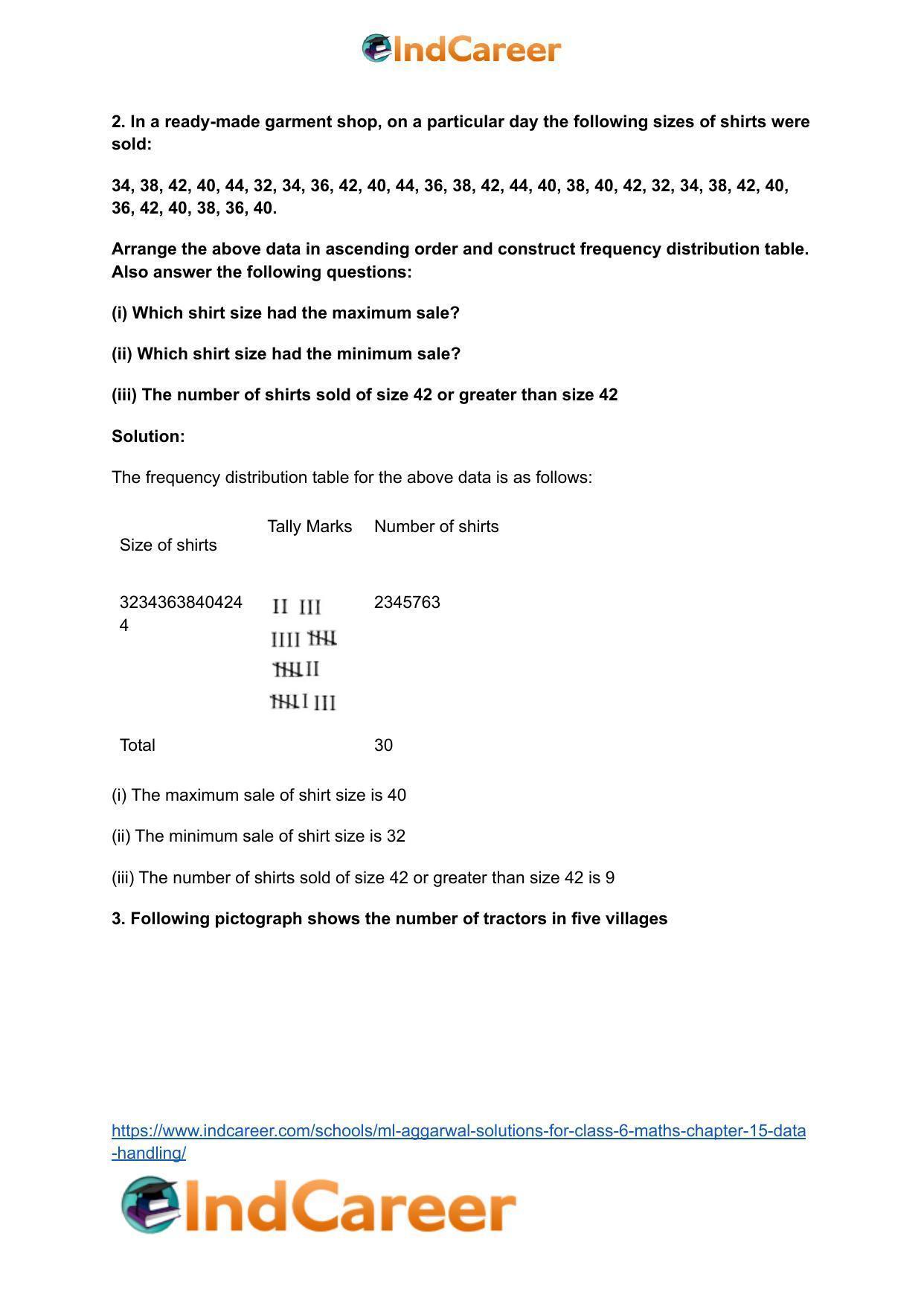 ML Aggarwal Solutions for Class 6 Maths Chapter 15- Data Handling - Page 3