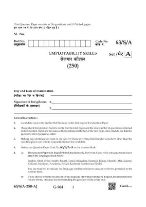 NIOS April 2022 Class 10 Employability Skills Question Paper