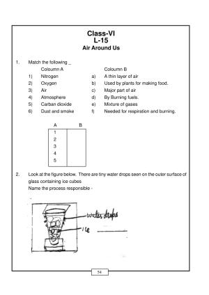CBSE Worksheets for Class 6 Air Around Us Assignment