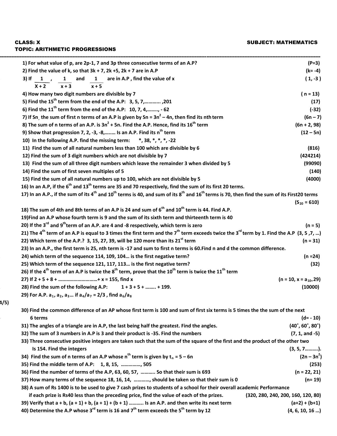 CBSE Worksheets for Class 10 Maths Quadratic Equation Assignment 6 - Page 3