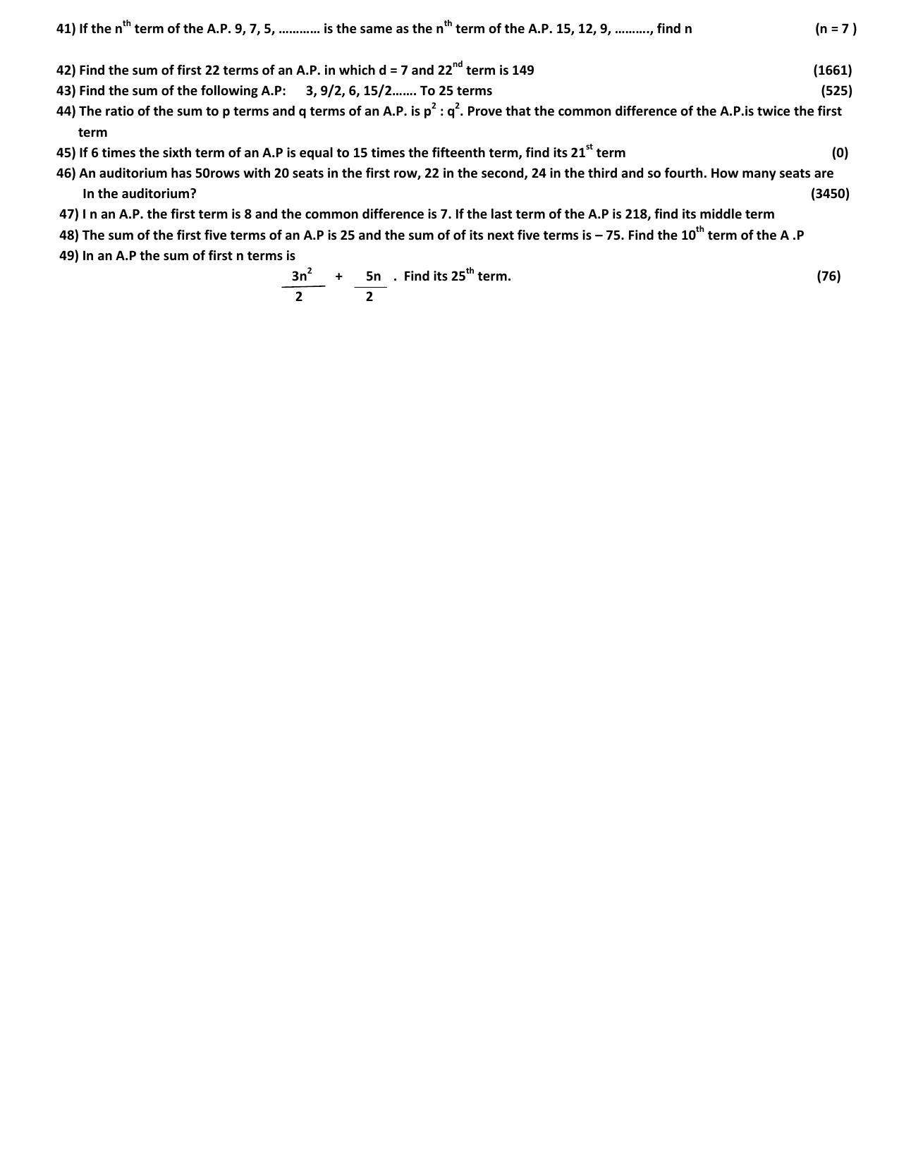 CBSE Worksheets for Class 10 Maths Quadratic Equation Assignment 6 - Page 4