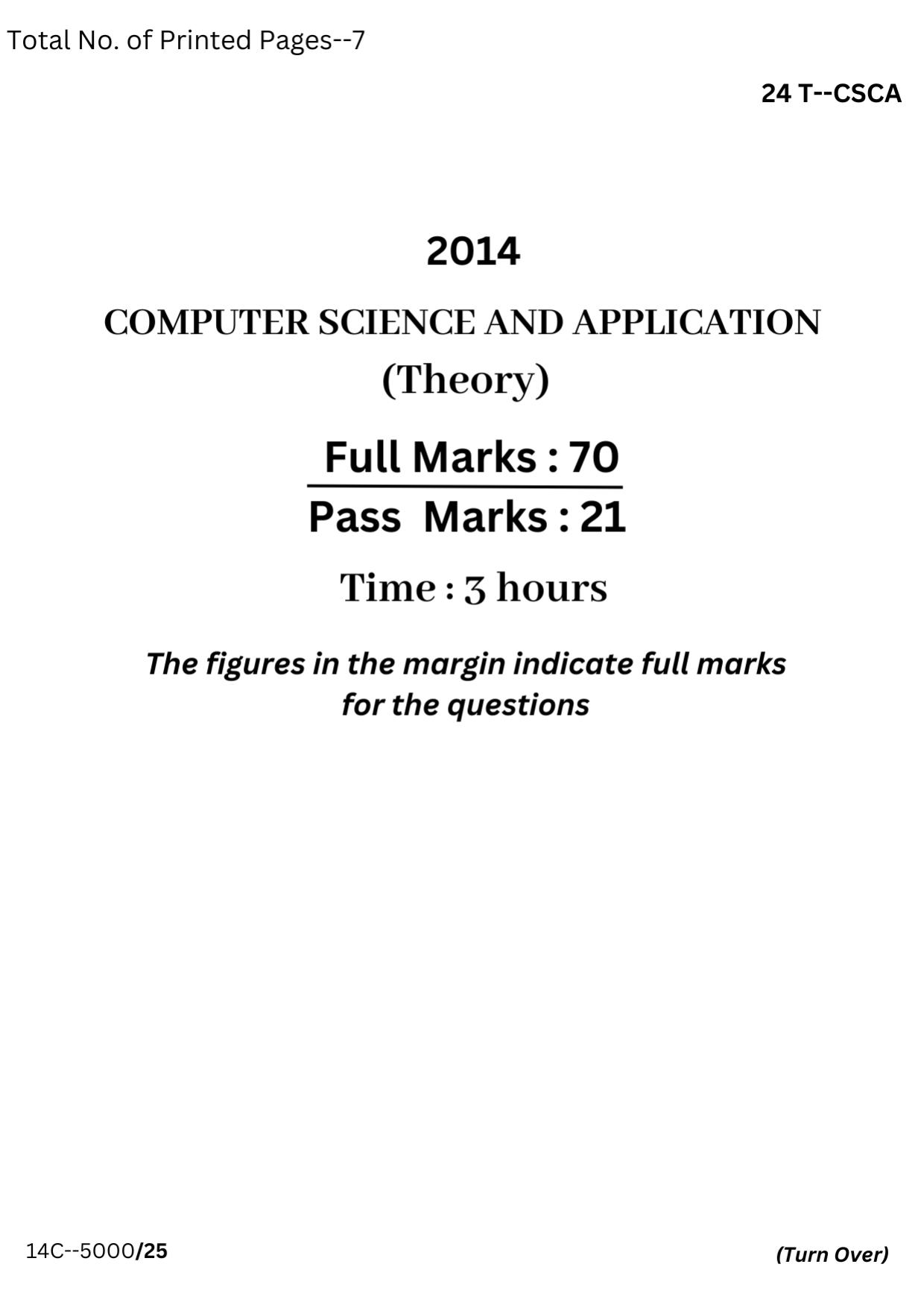Assam HS 2nd Year Computer Science 2014 Question Paper - Page 1