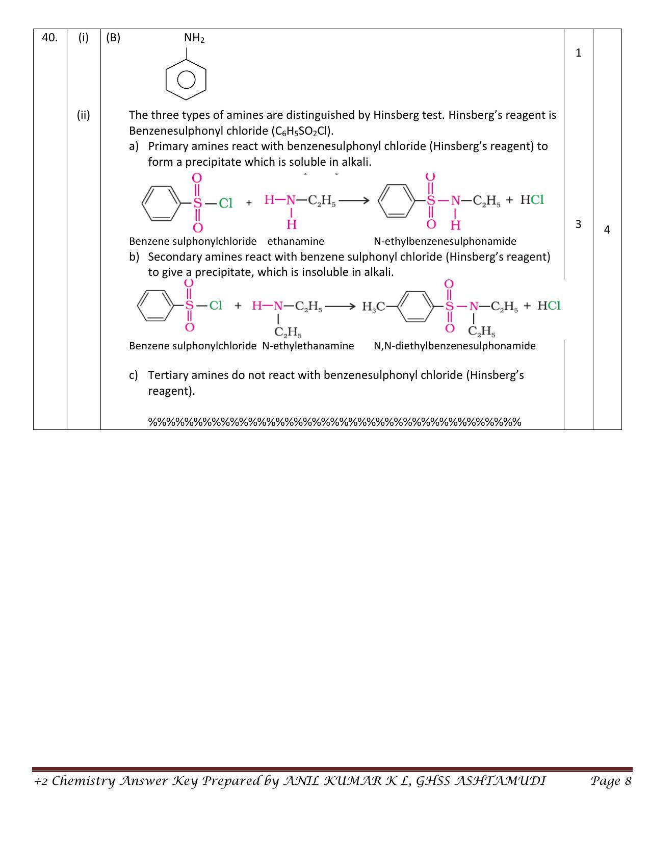 Kerala Plus Two 2021 Chemistry Annual Answer Key - Page 8