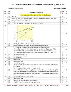 Kerala Plus Two 2021 Chemistry Annual Answer Key