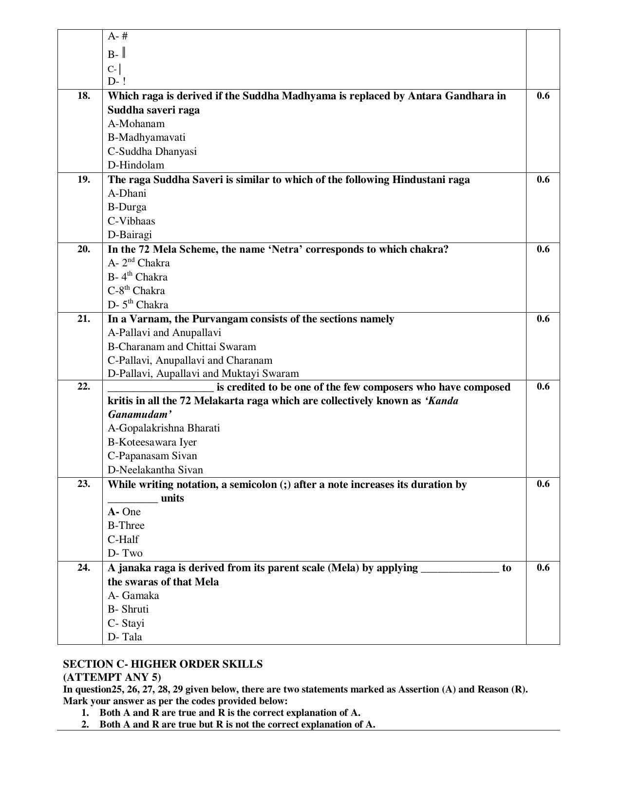 CBSE Class 10 Carnatic Music Vocal Sample Paper 2021-22 - Page 3
