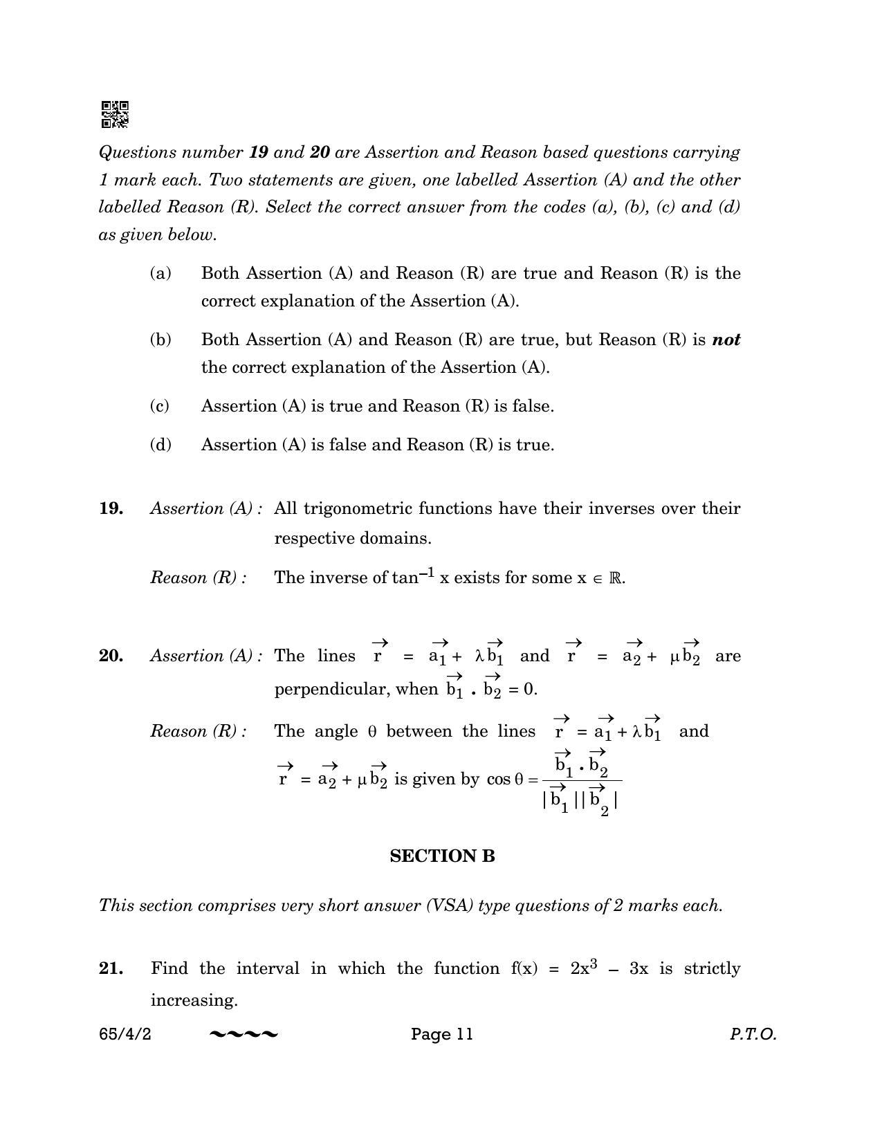 CBSE Class 12 65-4-2 MATHEMATICS 2023 Question Paper - Page 11