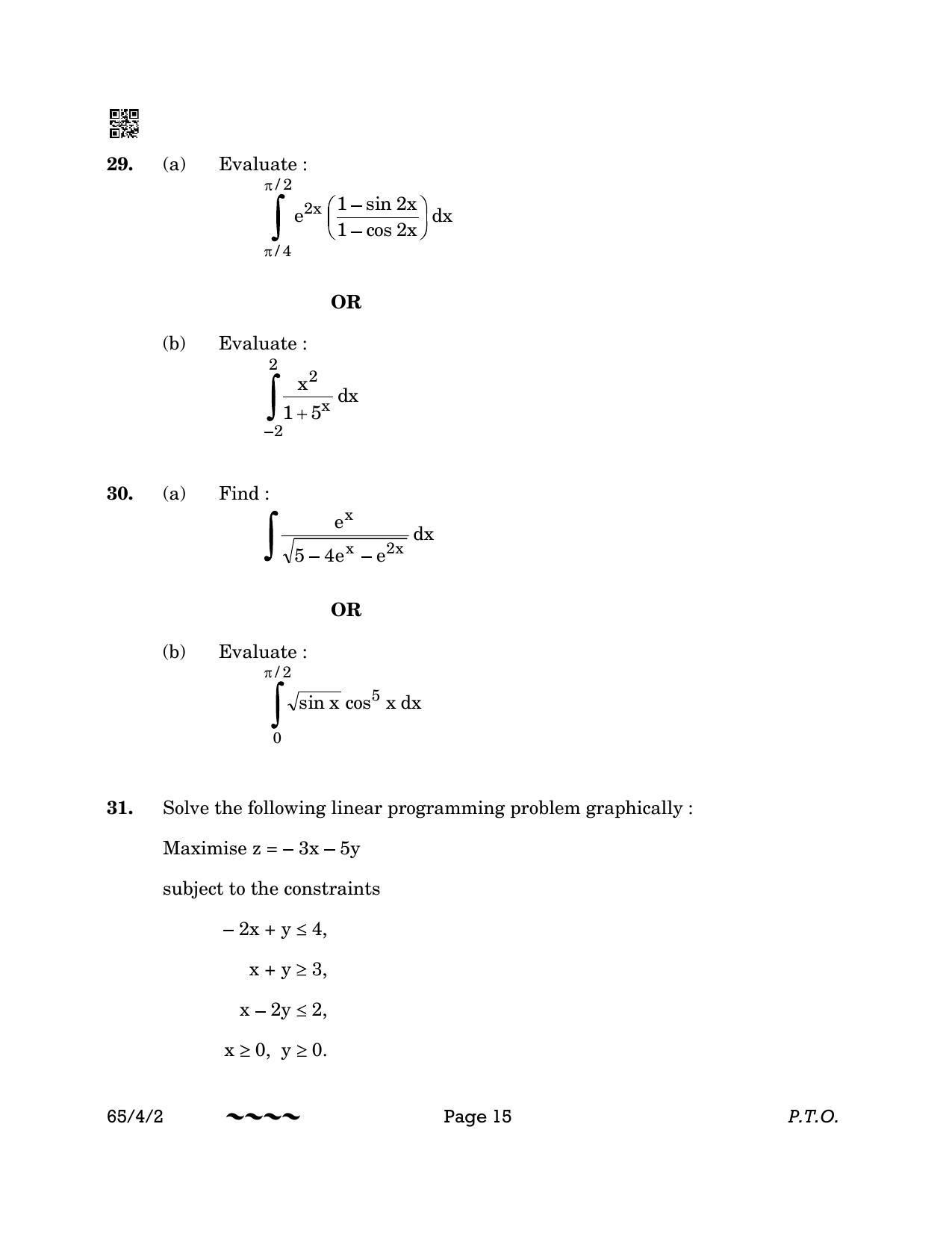 CBSE Class 12 65-4-2 MATHEMATICS 2023 Question Paper - Page 15