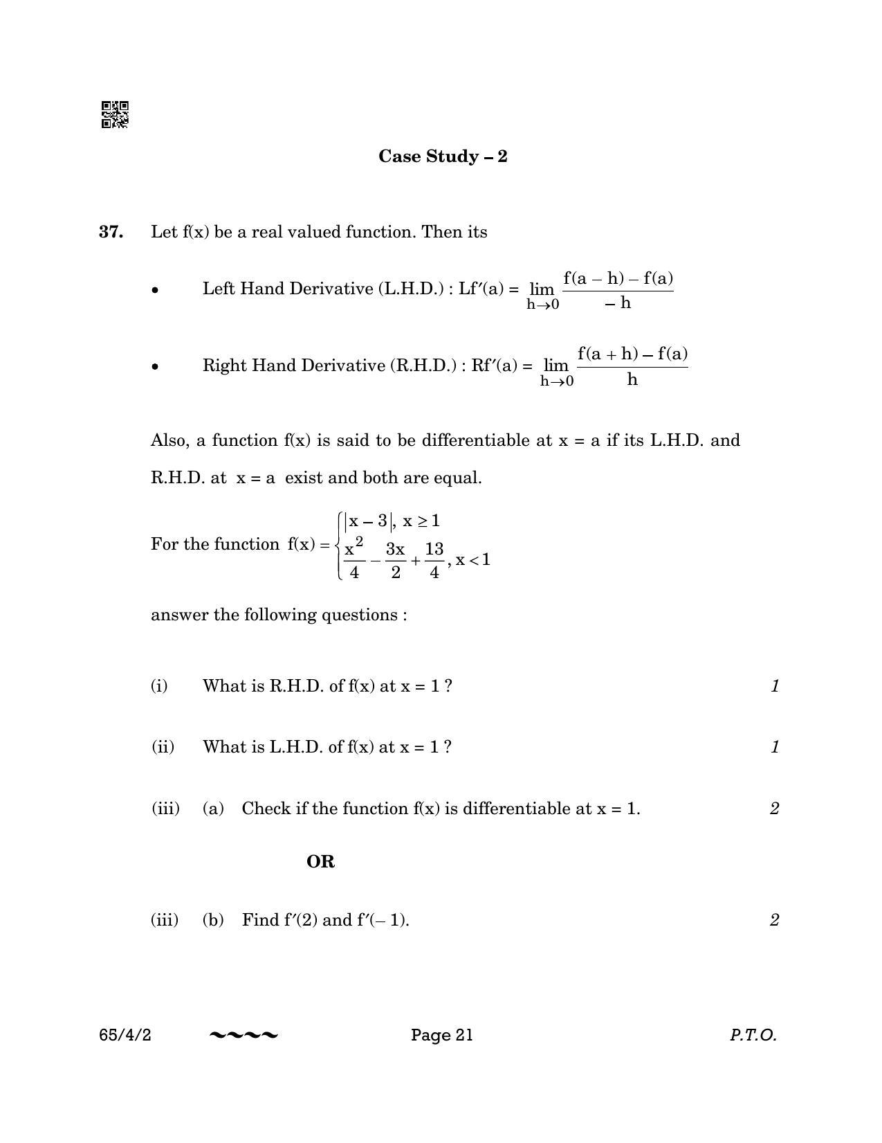 CBSE Class 12 65-4-2 MATHEMATICS 2023 Question Paper - Page 21