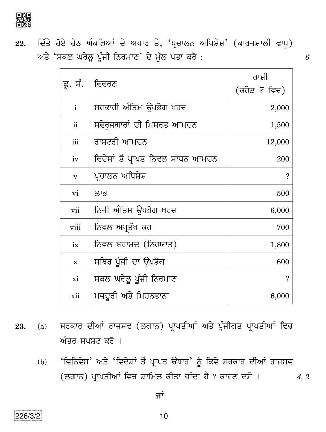 CBSE Class 12 226-3-2 Economics (Punjabi) 2019 Question Paper - Page 10