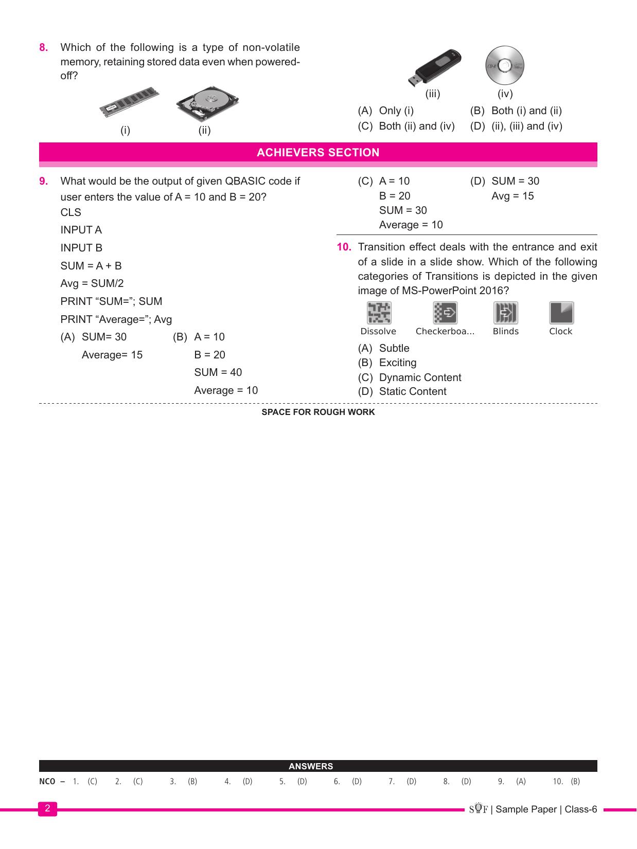 SOF NCO 2024 Class 6 Sample Paper - Page 2