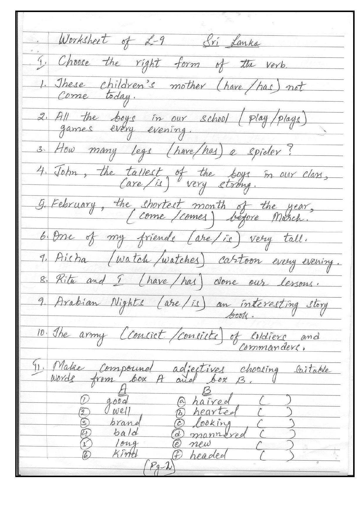 Worksheet for Class 4 English Assignment 98 Rainbows - Page 2