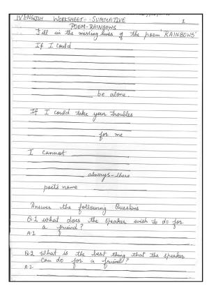 Worksheet for Class 4 English Assignment 98 Rainbows