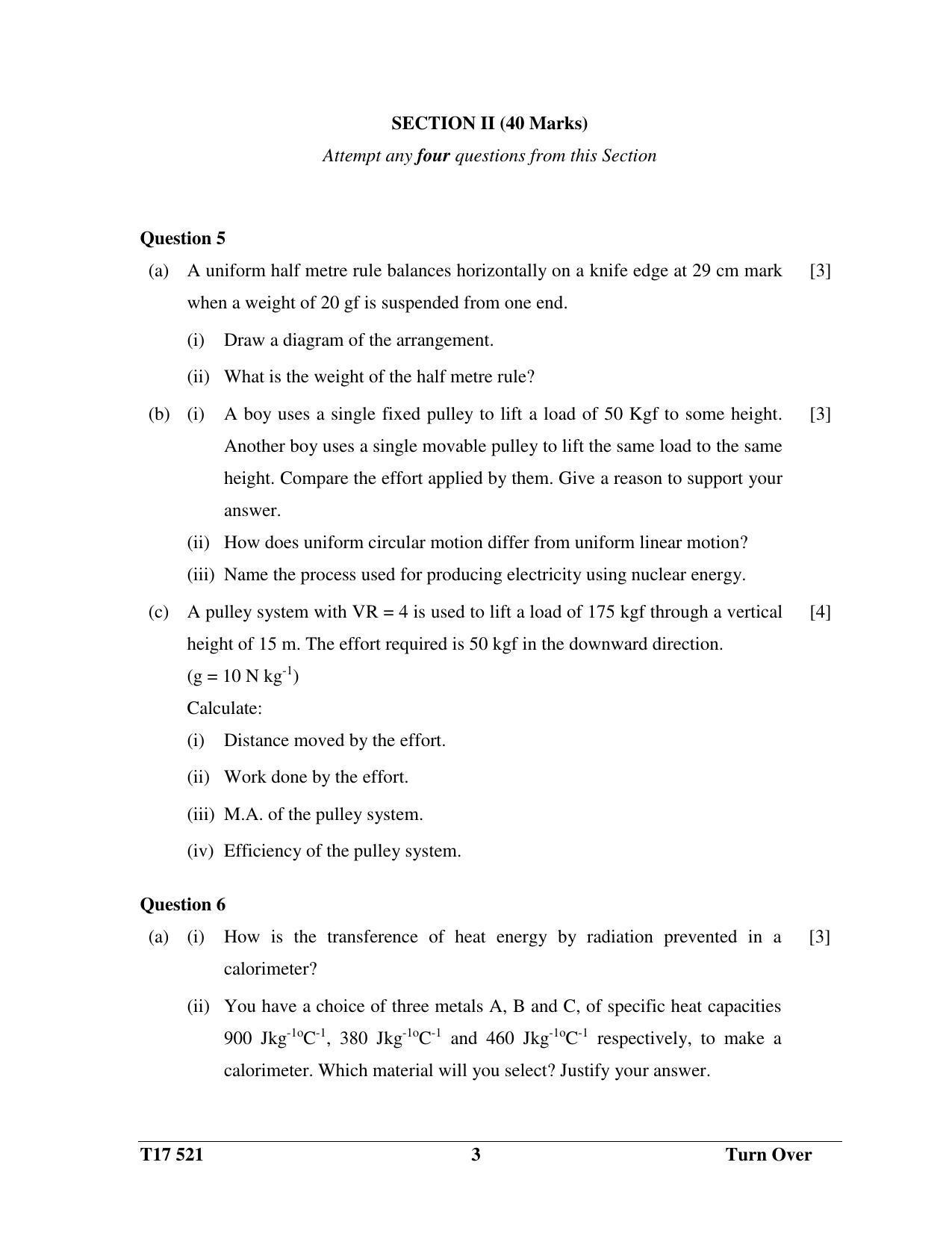 ICSE Class 10 PHYSICS 2017 Question Paper - Page 3
