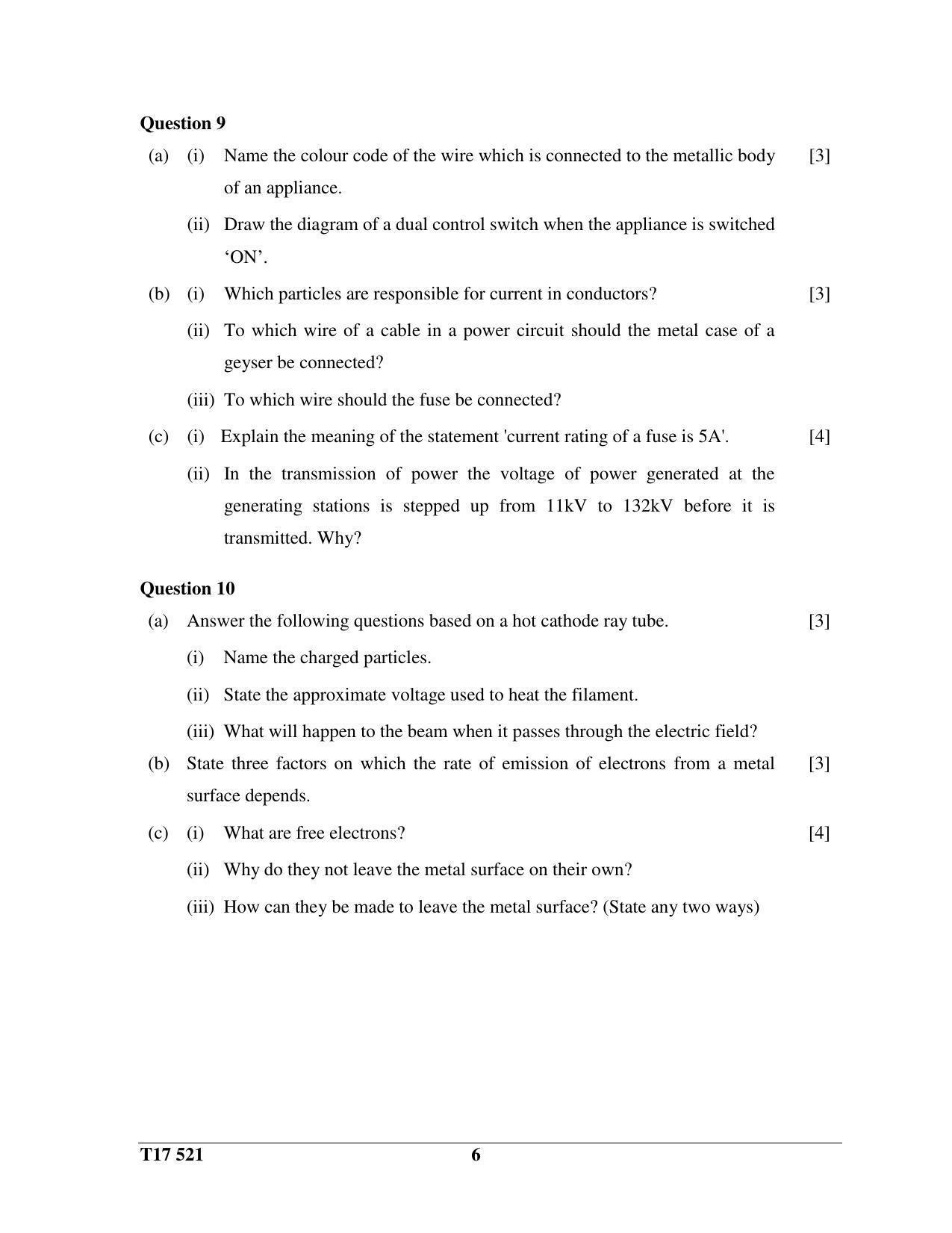 ICSE Class 10 PHYSICS 2017 Question Paper - Page 6