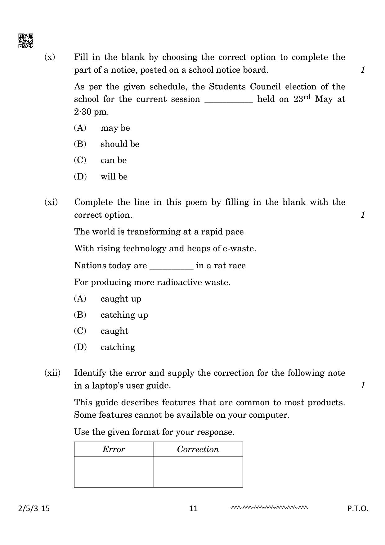 CBSE Class 10 2-5-3 English Literature 2024 Question Paper - Page 11