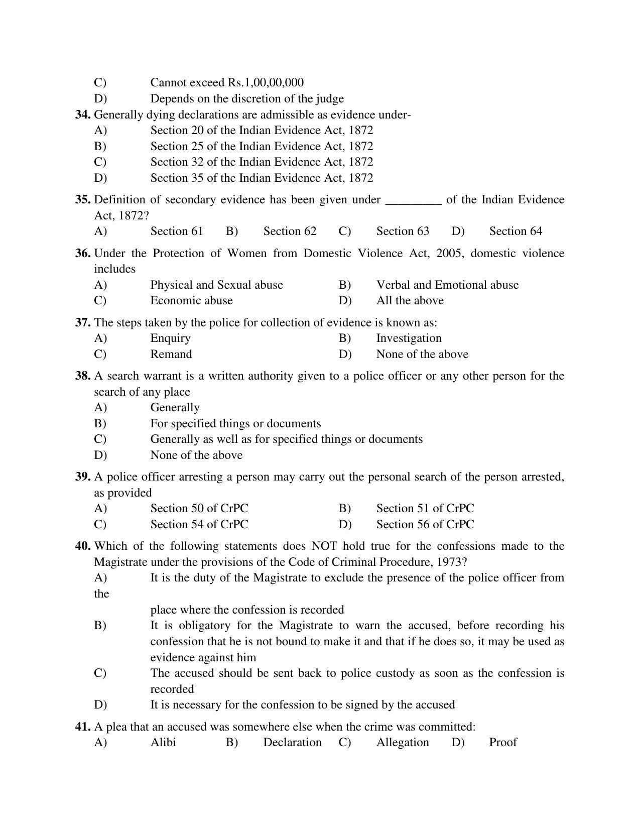 PU MPET Ancient Indian History 2019 Question Papers - Page 41