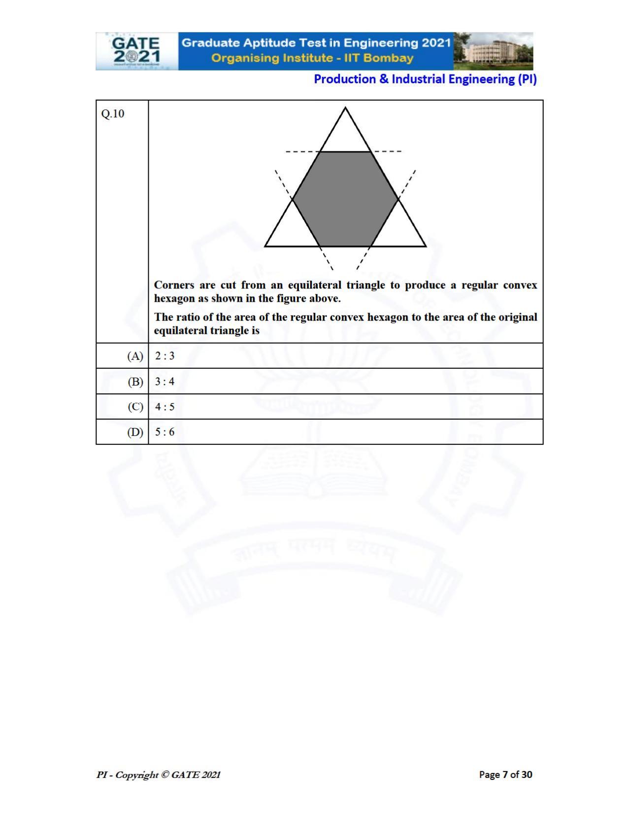 GATE 2021 Production & Industrial Engineering (PI) Question Paper - Page 7