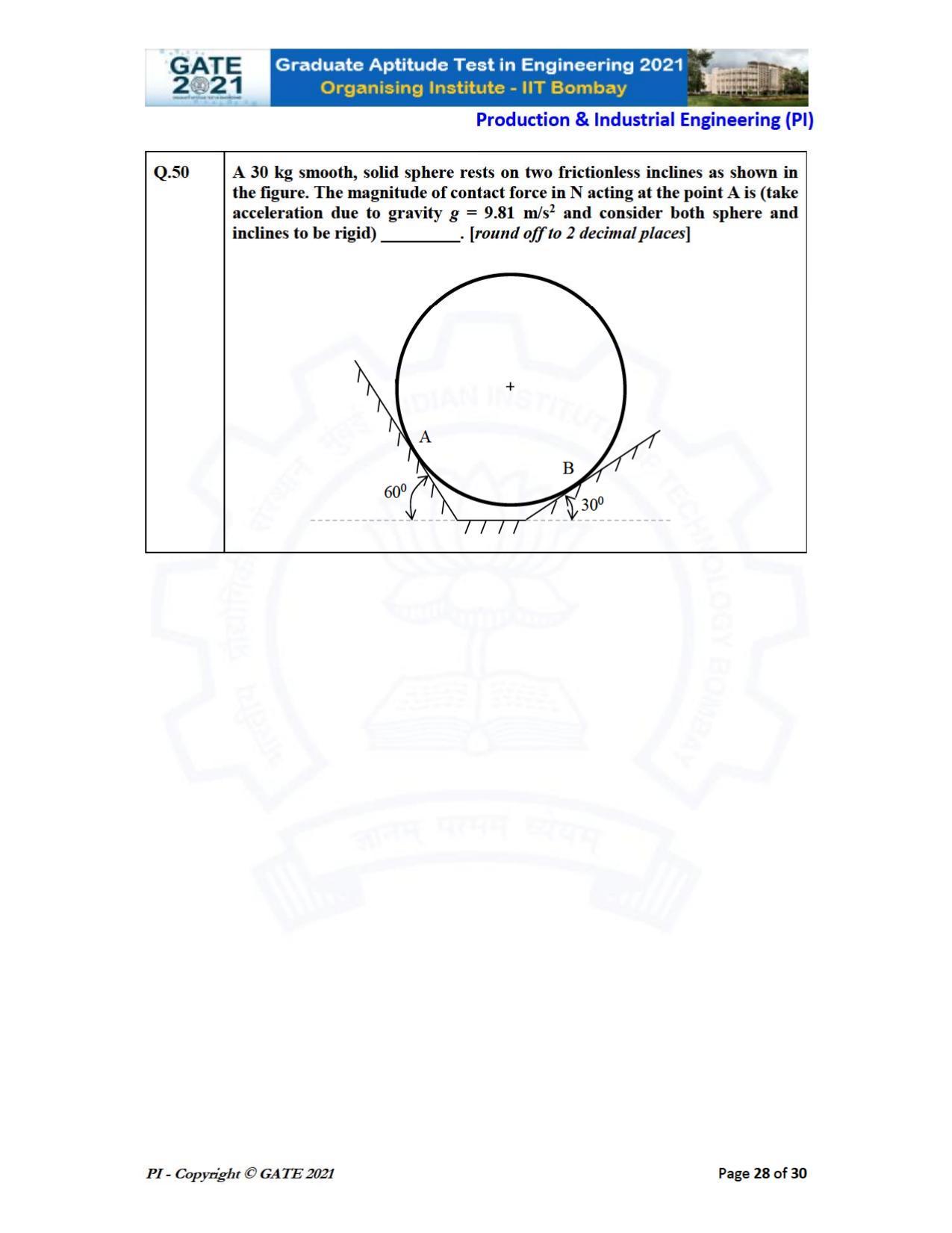 GATE 2021 Production & Industrial Engineering (PI) Question Paper - Page 28